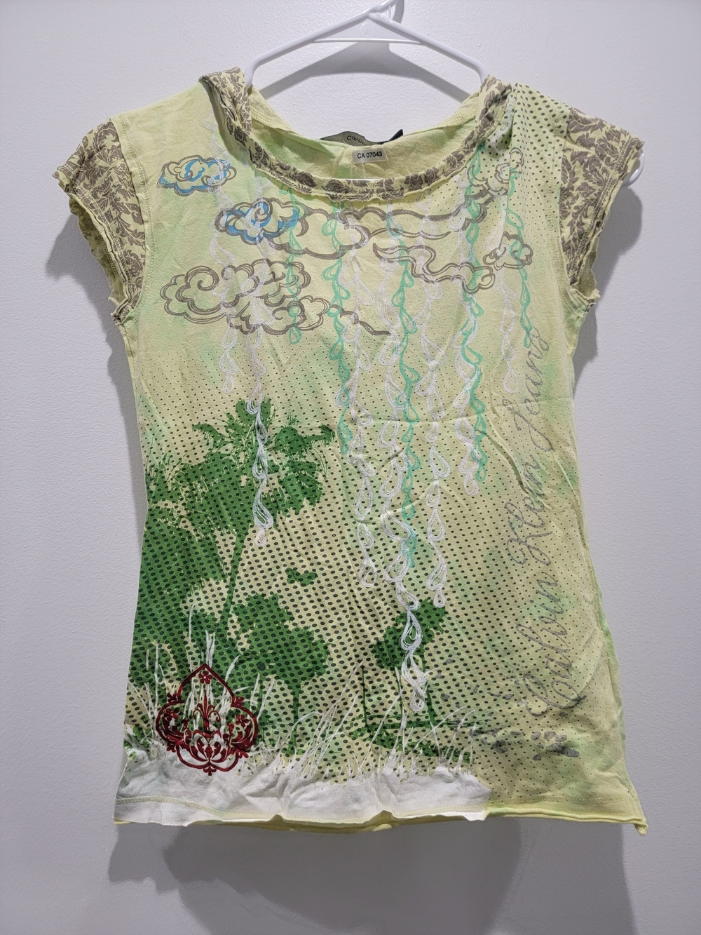 Calvin Klein Lightweight Lime Green Short Sleeve Hooded Graphic Tee Sz Girls XL